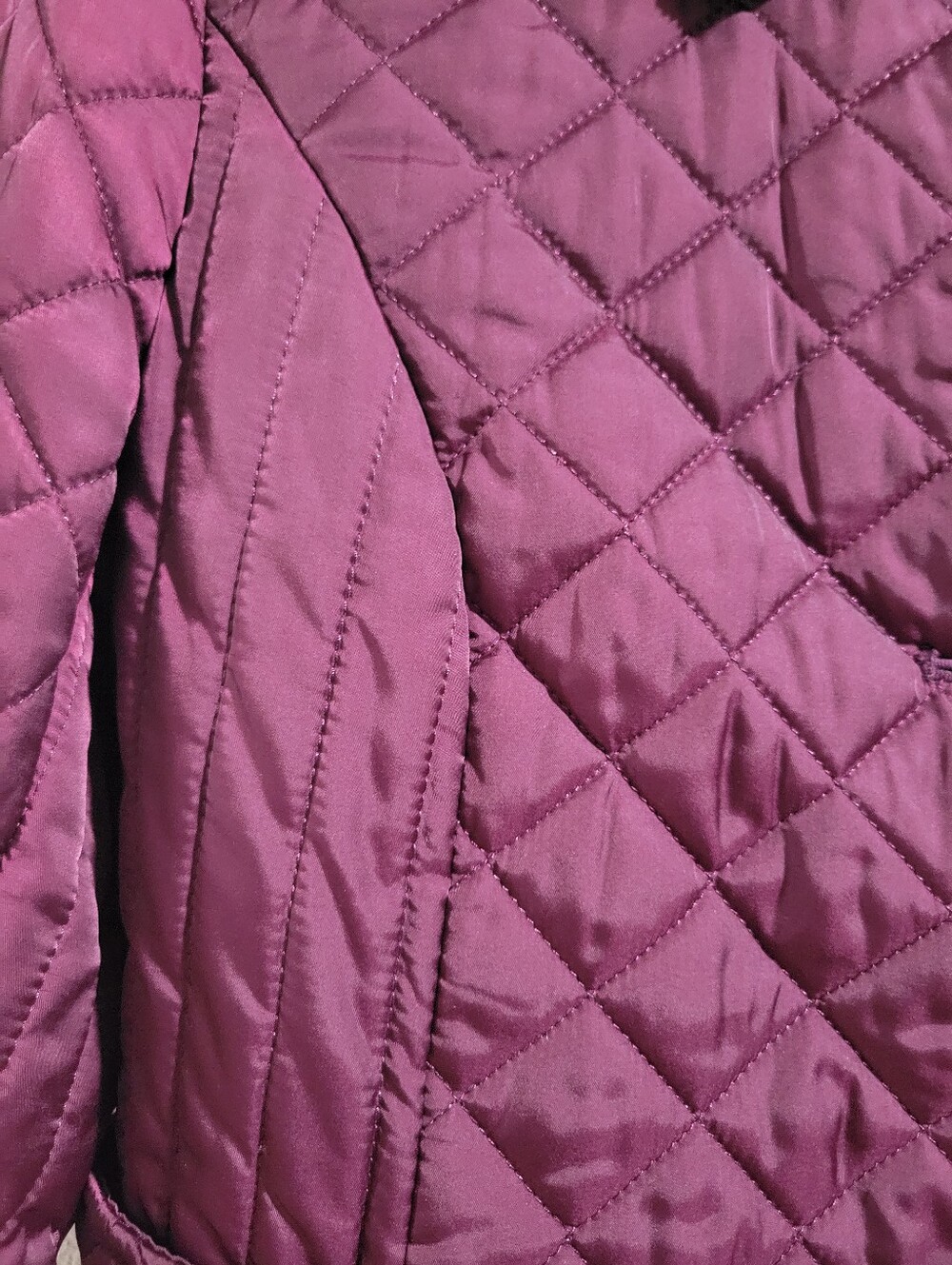 Preston & York Dark Magenta Quilted Long Sleeve Jacket Size M Lightweight Fitted - Picture 7 of 14
